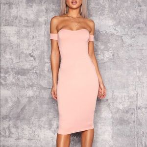 Pink/blush off the shoulder dress